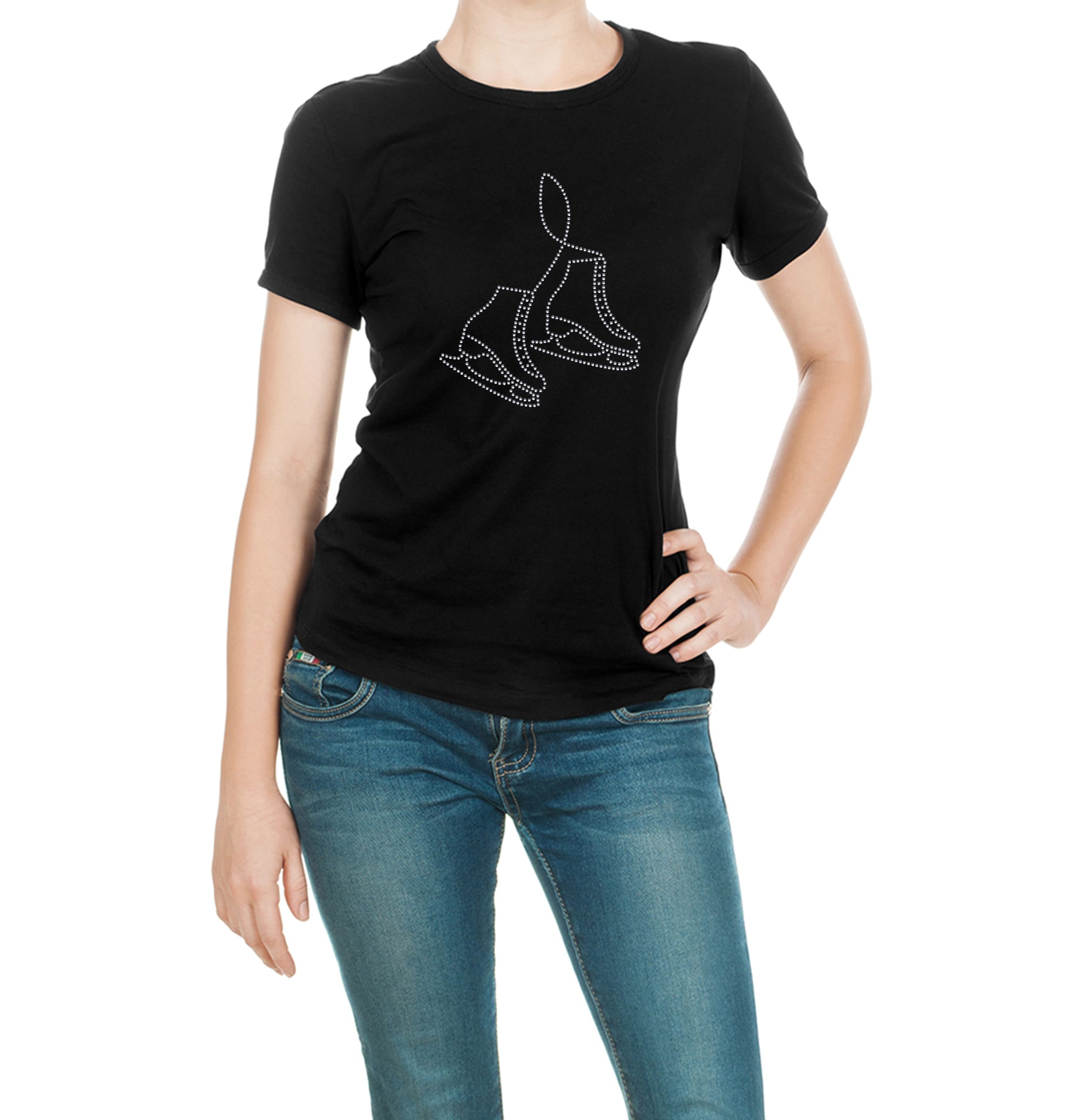 GYMO SPORTS - Basic Cotton T-Shirt With Rhinestones