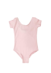 GYMO DANCEWEAR - Gymo Dancewear Bale Mayosu Studio Basic Kısa Kol Koton Açık Pembe