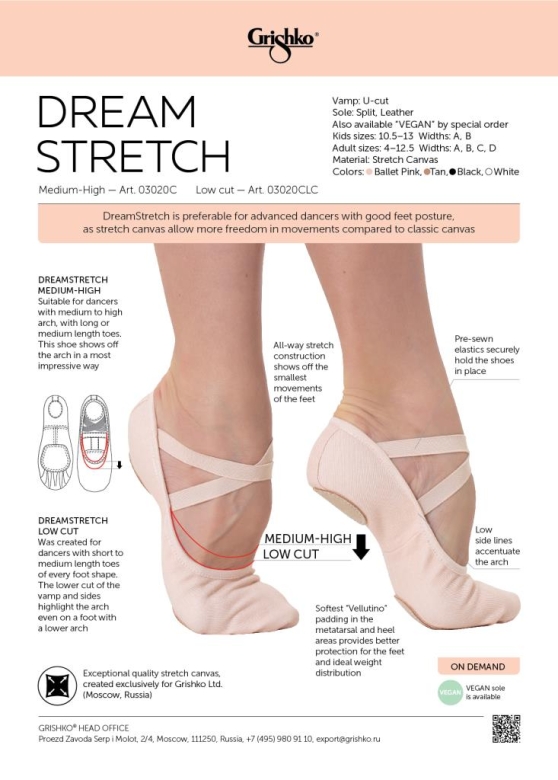 Grishko DREAM STRETCH Split Sole Low Cut Bale Patiği Pembe