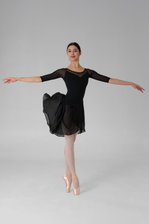 Gymo Dancewear 3/4 Kol Bale Mayosu Margot Siyah