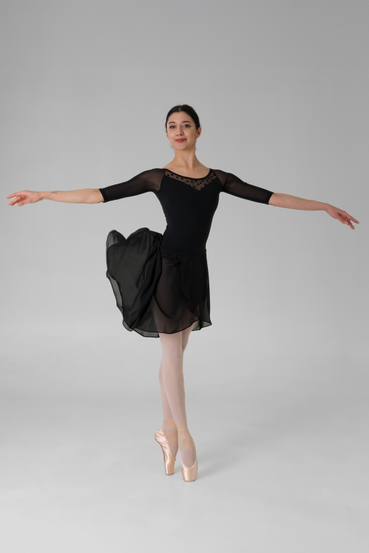 Gymo Dancewear 3/4 Kol Bale Mayosu Margot Siyah