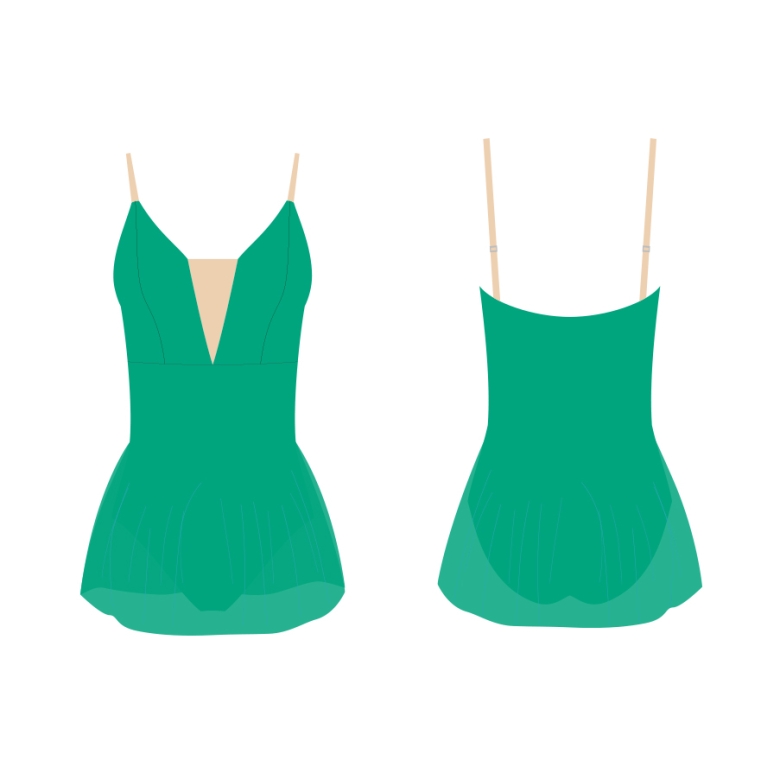 Gymo Dancewear Bale Mayosu Royal Etekli Yeşil