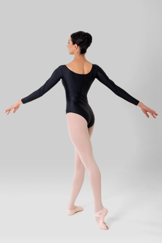 Gymo Dancewear Bale Mayosu Elegant Uzun Kol Siyah