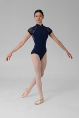  - Gymo Dancewear Kısa Kol Bale Mayosu Peony Lacivert