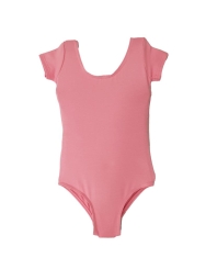 GYMO DANCEWEAR - Gymo Dancewear Bale Mayosu Studio Basic Kısa Kol Koton Koyu Pembe