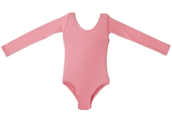 GYMO DANCEWEAR - Gymo Dancewear Bale Mayosu Studio Basic Uzun Kol Koton Koyu Pembe