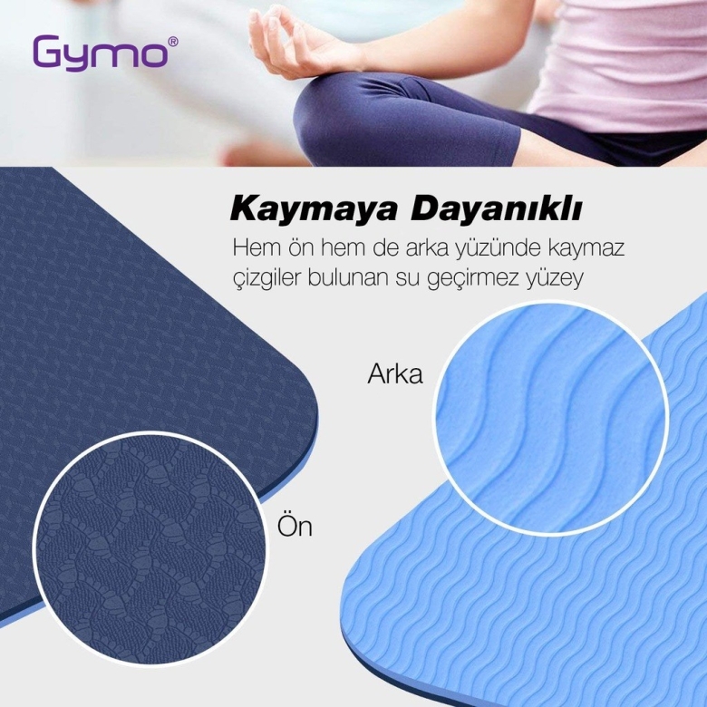 Gymo Ekolojik 6mm TPE Yoga Matı Pilates Minderi Lila Nane Yeşili