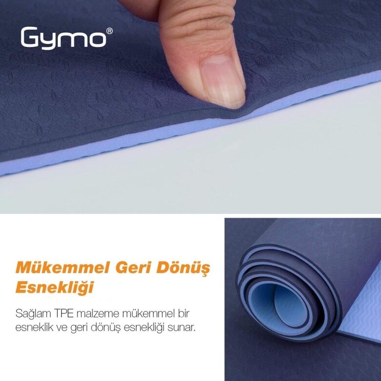 Gymo Ekolojik 6mm TPE Yoga Matı Pilates Minderi Açık Mavi