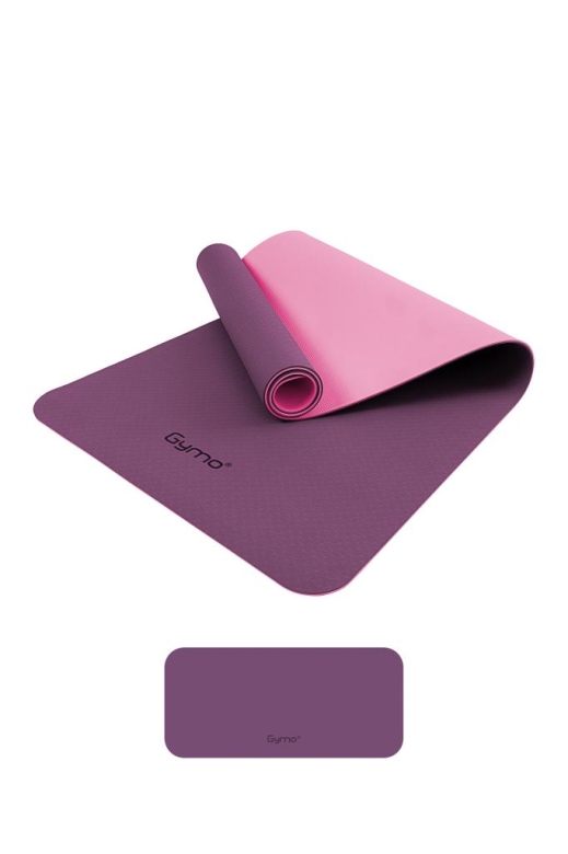 Gymo Ekolojik 6mm TPE Yoga Matı Pilates Minderi Diz Dirsek Koruyucu Matlı Set Mürdüm