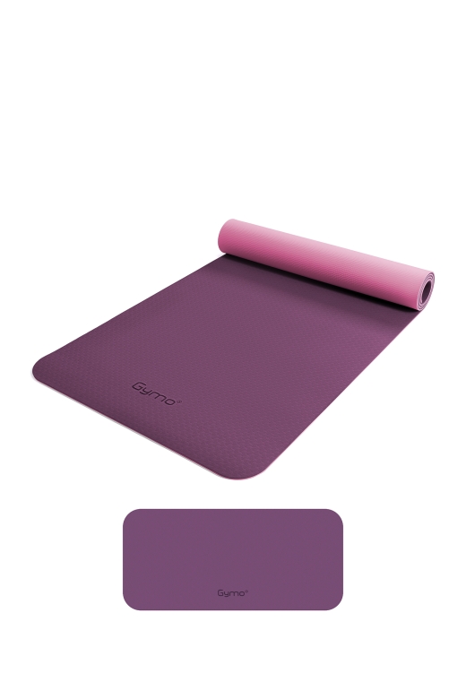 Gymo Ekolojik 6mm TPE Yoga Matı Pilates Minderi Diz Dirsek Koruyucu Matlı Set Mürdüm