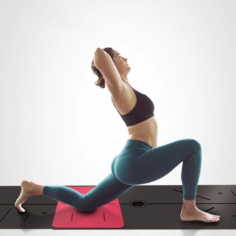 Gymo Hizalamalı 6mm TPE Yoga Matı Pilates Minderi Diz Dirsek Koruyucu Matlı Set Mavi