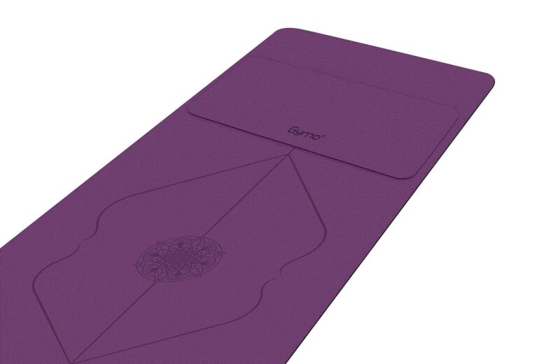 Gymo Hizalamalı 6mm TPE Yoga Matı Pilates Minderi Diz Dirsek Koruyucu Mat Hediyeli Mürdüm