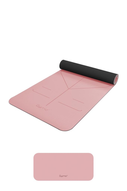 Gymo Hizalamalı 6mm TPE Yoga Matı Pilates Minderi Diz Dirsek Koruyucu Matlı Set Scarlet