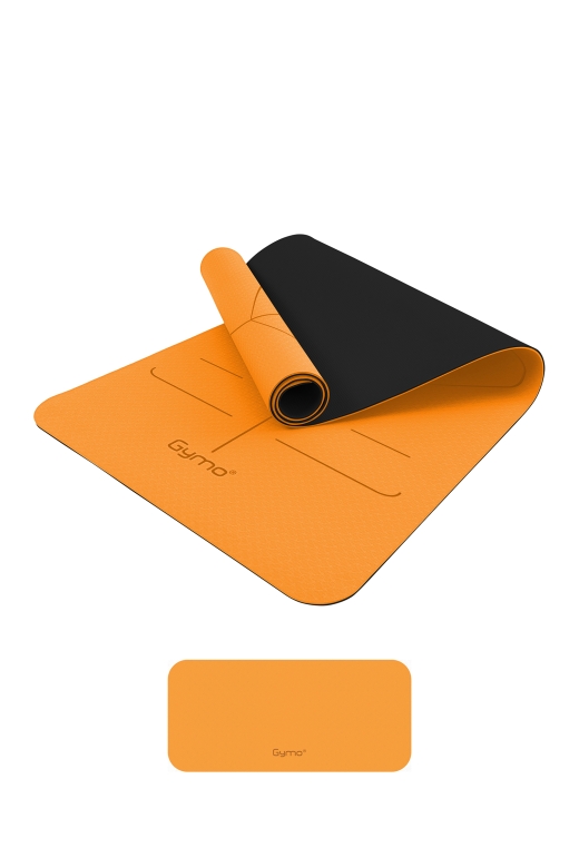 Gymo Hizalamalı 6mm TPE Yoga Matı Pilates Minderi Diz Dirsek Koruyucu Matlı Set Turuncu