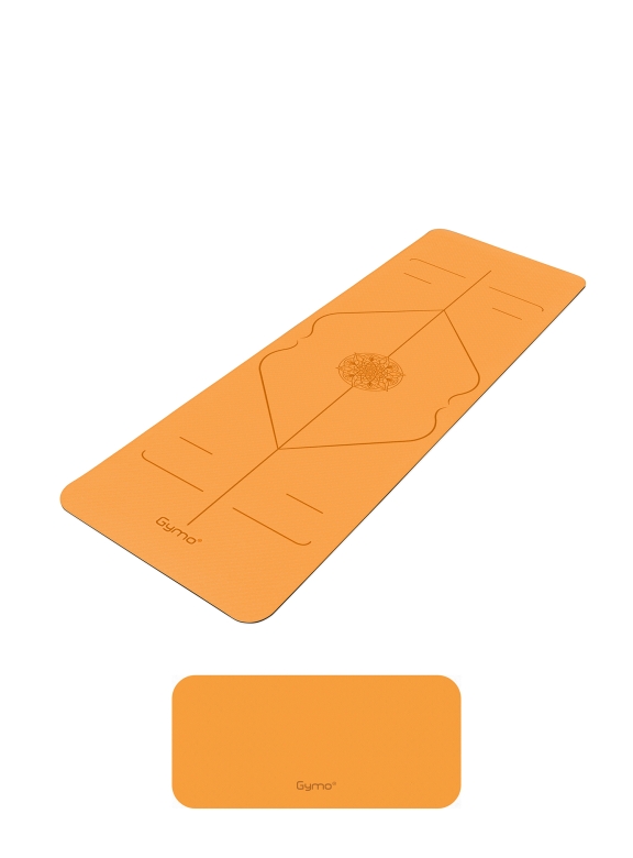 Gymo Hizalamalı 6mm TPE Yoga Matı Pilates Minderi Diz Dirsek Koruyucu Matlı Set Turuncu