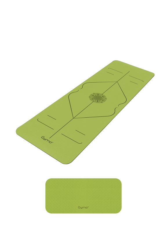 Gymo Hizalamalı 6mm TPE Yoga Matı Pilates Minderi Diz Dirsek Koruyucu Matlı Set Yeşil