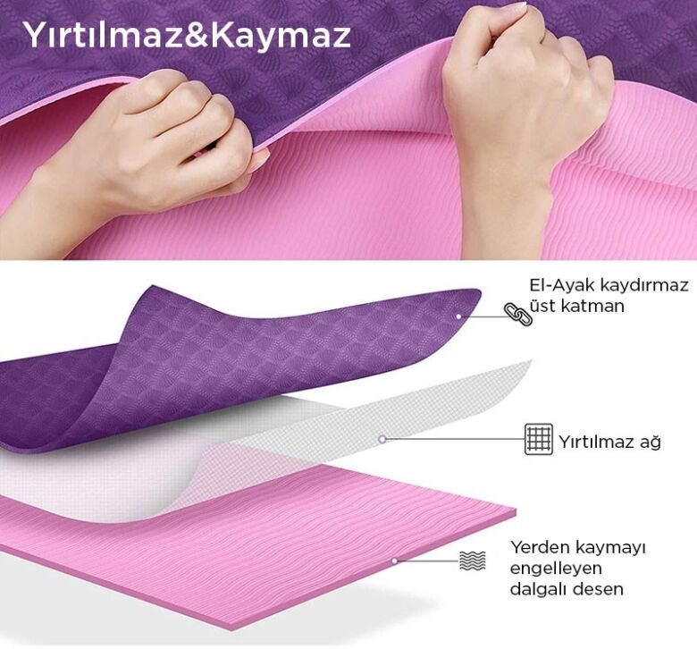 Gymo Hizalamalı 6mm TPE Yoga Matı Pilates Minderi Turuncu