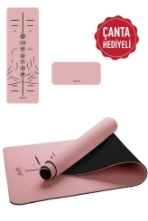  - Gymo Sembol Hizalamalı 6mm TPE Yoga Matı Pilates Minderi Diz Dirsek Koruyucu Matlı Set Scarlet