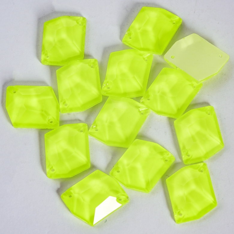 Gymo Premium Kalite Altı Düz Delikli Dikme Kristal Taş Cosmic 10*14mm N04 Citrine Neon (36 Adet)