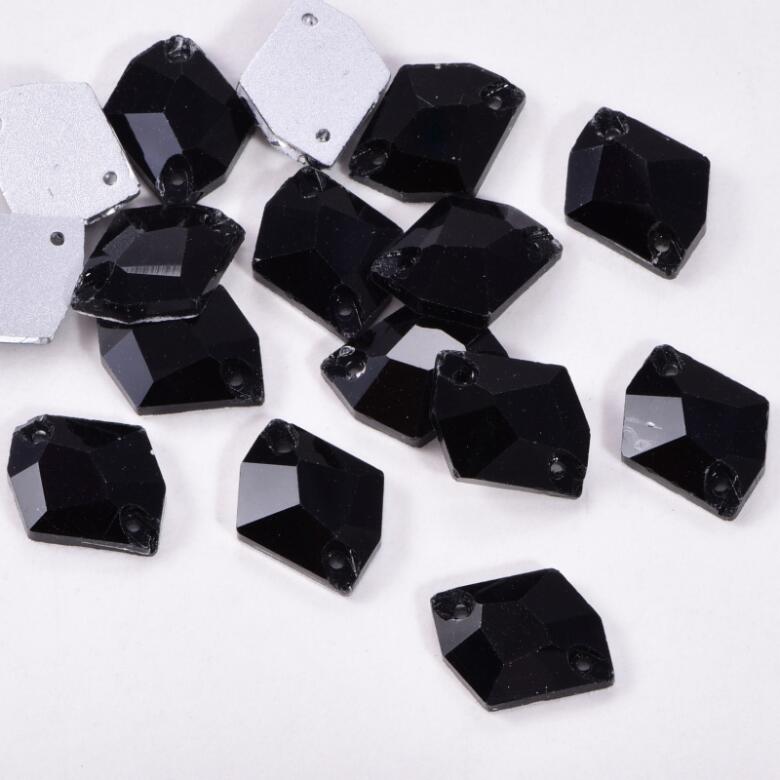 Gymo Premium Altı Düz Delikli Dikme Kristal Taş Cosmic 10*14mm P02 Black (36 Ad)