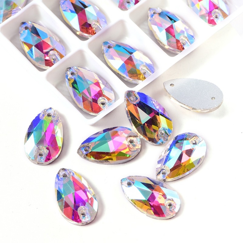 Gymo Premium Dikme Kristal Teardrop 10*14mm Crystal AB 36 Ad.