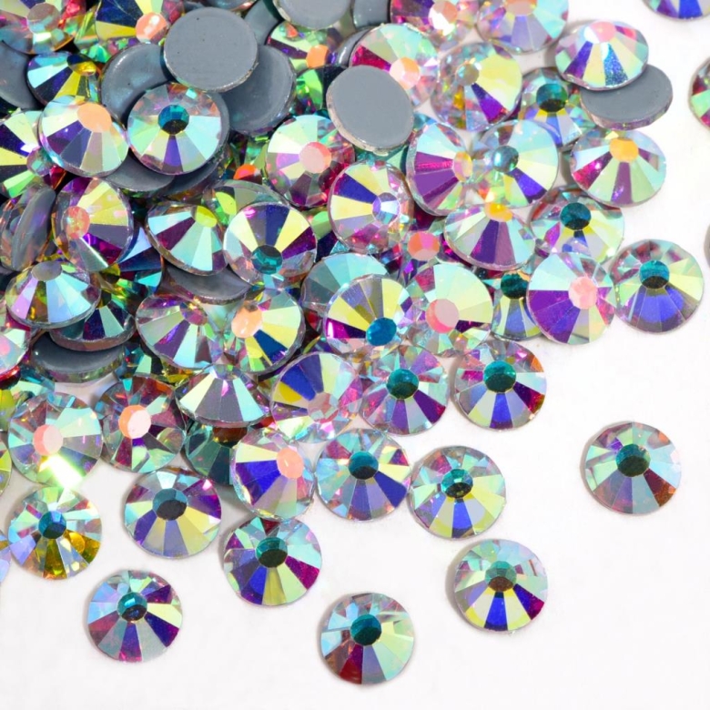 Gymo Premium Kalite Altı Düz Ütü İle Yapışan (Hotfix) Kristal Taş SS20 (4.6-4.8mm) Crystal AB (10 Gross - 1440 Adet)
