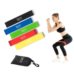 Gymo - Gymo Pro Series Çantalı Direnç Bandı Fitness Pilates Esnetme Lastiği 5'li Set Gökkuşağı