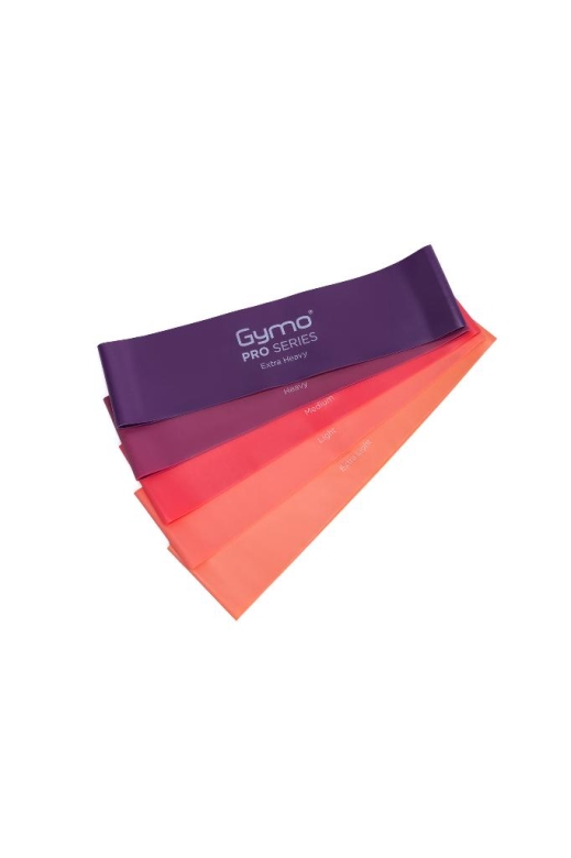 Gymo Pro Series Çantalı Direnç Bandı Fitness Pilates Esnetme Lastiği 5'li Set Mor 7.5 cm