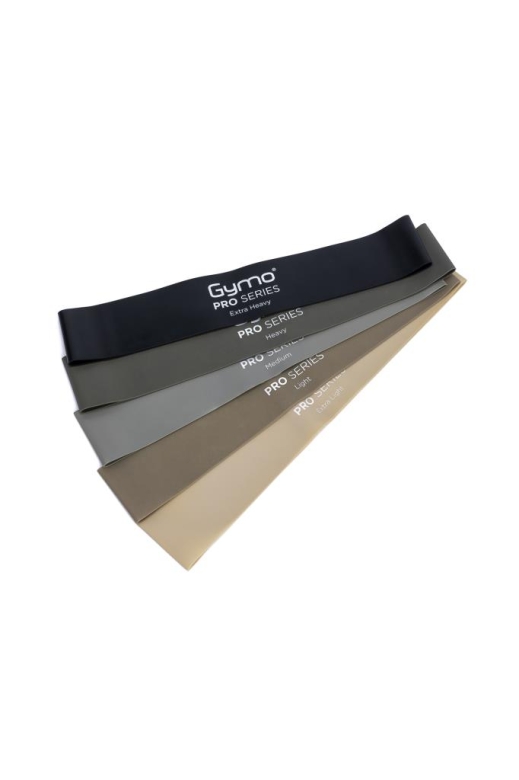 Gymo Pro Series Çantalı Direnç Bandı Fitness Pilates Esnetme Lastiği 5'li Set Siyah
