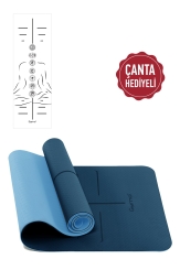  - Gymo Sembol Hizalamalı 6mm TPE Yoga Matı Pilates Minderi Mavi