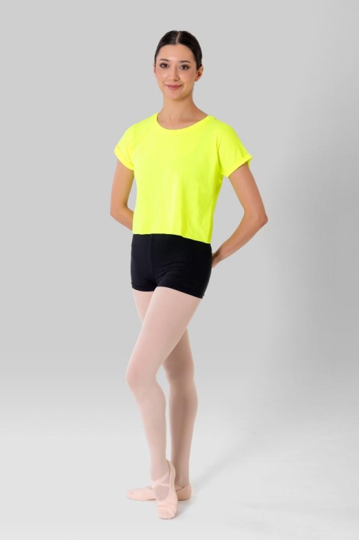 Gymo Crop Top T-Shirt Fosforlu Sarı