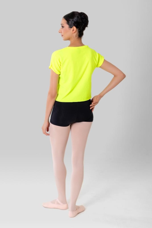 Gymo Crop Top T-Shirt Fosforlu Sarı