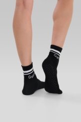 GYMO SPORTS - Gymo Sports Logolu Silikon Tabanlı Kaydırmaz Soket Yoga Çorap Siyah (1)
