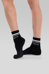 GYMO SPORTS - Gymo Sports Logolu Silikon Tabanlı Kaydırmaz Soket Yoga Çorap Siyah