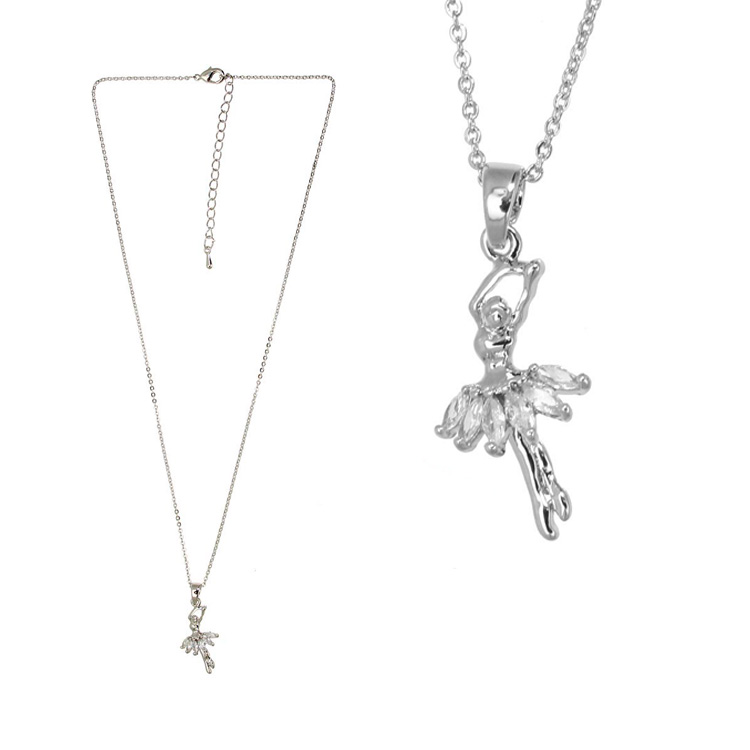 Taşlı Balerin Kolye Beyaz GRDB32311-1-1