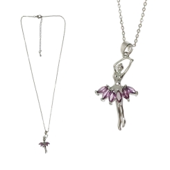 GIRARDI - Taşlı Balerin Kolye Lila GRDB32311-1-3