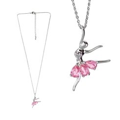 GIRARDI - Taşlı Balerin Kolye Pembe GRDB32310-2