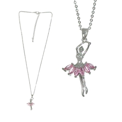 GIRARDI - Taşlı Balerin Kolye Pembe GRDB32311-1-2