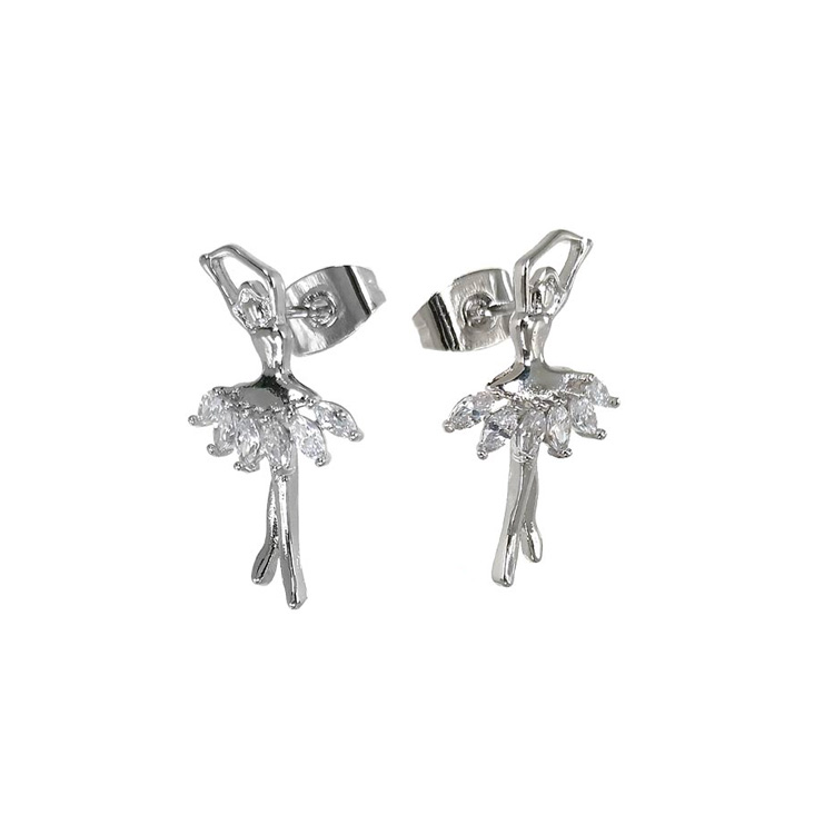 Taşlı Balerin Küpe Beyaz GRDB30197-1