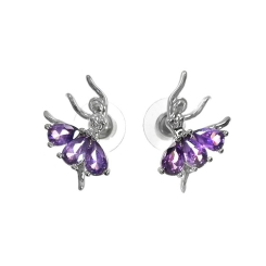 GIRARDI - Taşlı Balerin Küpe Mor GRDB30198-4