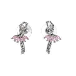 GIRARDI - Taşlı Balerin Küpe Pembe GRDB30197-2