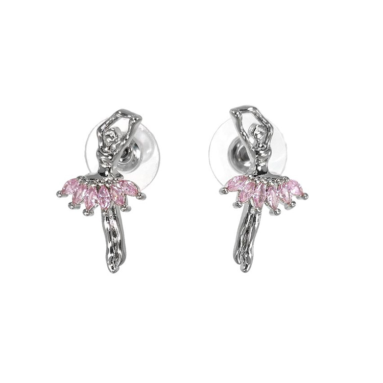 Taşlı Balerin Küpe Pembe GRDB30197-2