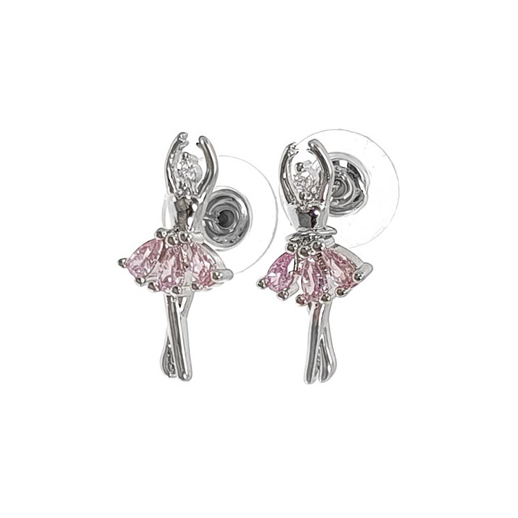 Taşlı Balerin Küpe Pembe GRDF300295-2