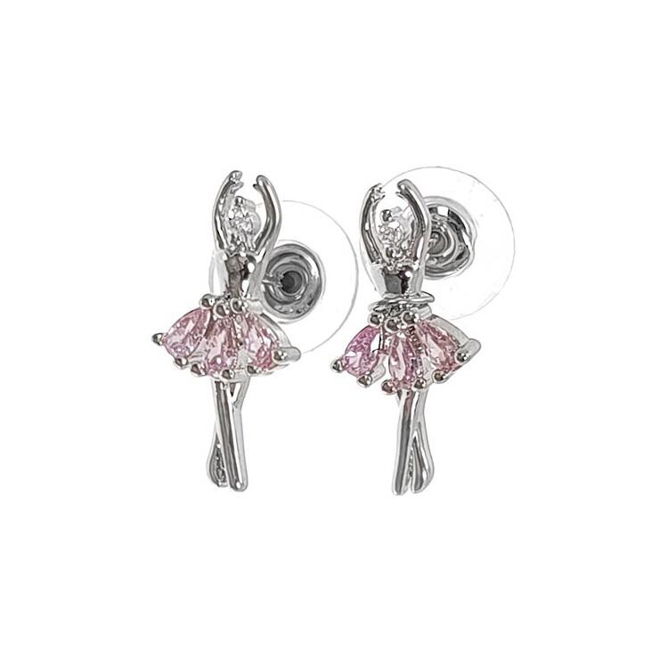 Taşlı Balerin Küpe Pembe GRDF300295-2