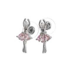 GIRARDI - Taşlı Balerin Küpe Pembe GRDF300295-2
